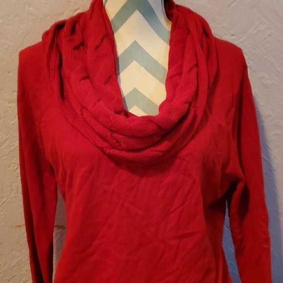RED COWL-NECK SWEATER DRESS - Picture 8 of 8